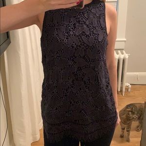 Navy blue lace top. Cat not for sale 😆